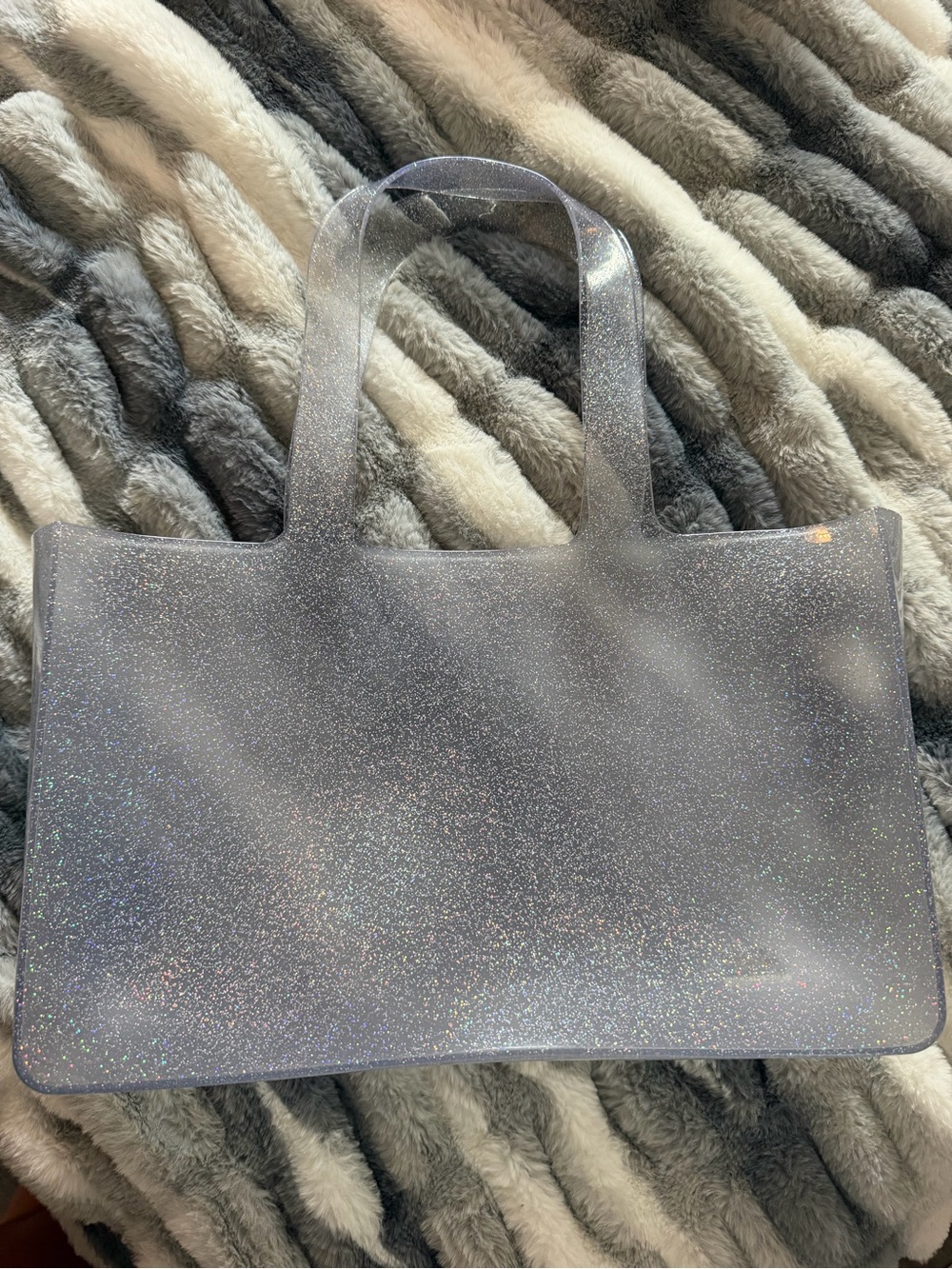 STONEY CLOVER LANE JELLY Clear Glitter Tote Bag - Silver Sparkle
